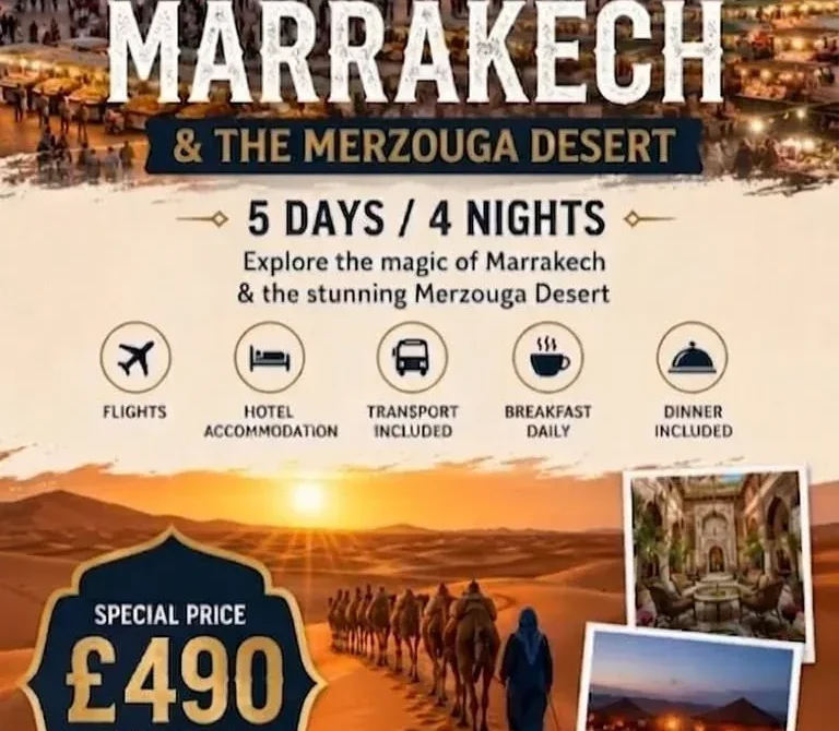 5-Day Manchester to Marrakech Holiday | Sahara & Desert Camp From £490