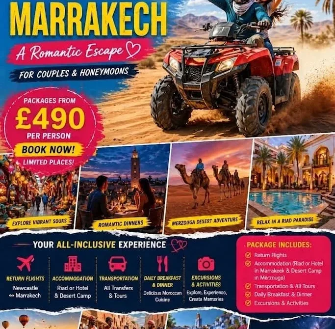 5-Day Newcastle to Marrakech Holiday | Sun, Desert & Culture From £490